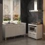 Imagem de Balcão Cozinha Gabinete de Pia 140 cm Camila e Balcão Evelyn Para Fogão Cooktop 4 Bocas e Forno Elétrico Branco
