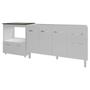 Imagem de Balcão Cozinha Gabinete de Pia 140 cm Camila e Balcão Evelyn Para Fogão Cooktop 4 Bocas e Forno Elétrico Branco