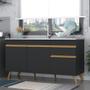 Imagem de Balcão Cozinha Gabinete Pia 150 cm 3 Portas 1 Gaveta Veneza GB Multimóveis MP2072 Preto