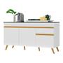 Imagem de Balcão Cozinha Gabinete Pia 150 cm 3 Portas 1 Gaveta Veneza GW Multimóveis MP3740 Branco