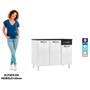 Imagem de Balcão de Cozinha Com Tampo Aço Triplo Organizador 3 Portas 1 Gaveta Rubi Smart Branco Com Preto