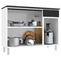 Imagem de Balcão de Cozinha Com Tampo Aço Triplo Organizador 3 Portas 1 Gaveta Rubi Smart Branco Com Preto