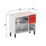 Imagem de Balcão de Cozinha Modulado Colors 6114 3 Portas e 2 Gavetas c/ Tampo Branco/Vermelho - Bertolini