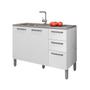 Imagem de Balcão de Cozinha para Pia 120 Cm Mad Versalhes 3 Portas 2 Gavetas Branco/Supremo - Kits Paraná