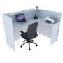 Imagem de Balcão em L Recepção Caixa 129cm Branco Alto Padrão 100%Mdf Modelo 1.1