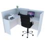 Imagem de Balcão em L Recepção Caixa 129cm Branco Alto Padrão 100%Mdf Modelo 1.1