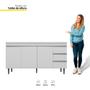 Imagem de Balcão Gabinete Andréia com Tampo 160cm 3 Portas e Armário Aéreo 4 Portas Branco - Desk Design