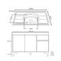 Imagem de Balcão Gabinete Com Pia Inox 120cm 3 Portas e 1 Gaveta Tatiane Cinza - AJL Móveis
