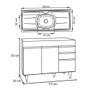 Imagem de Balcão Gabinete com Pia Inox 120cm Michigan Branco - Lumil