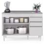 Imagem de Balcão Gabinete com Pia Inox 120cm Michigan Branco - Lumil