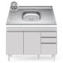 Imagem de Balcão Gabinete com Pia Inox 120cm Michigan Branco - Lumil