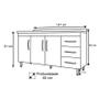 Imagem de Balcão Gabinete de Pia Isabel 150cm 3 Portas 3 Gavetas - AJL Móveis