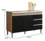 Imagem de Balcão Gabinete Multiuso Andreia 100cm 2 Portas 1 Gav Amendoa/Pt