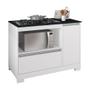 Imagem de Balcão Gabinete Para Cooktop Com Tampo Nicho Microondas 1 Porta 1 Gaveta Cozinha Branco e Preto