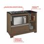Imagem de Balcão Gabinete Para Cooktop Com Tampo Nicho Microondas 1 Porta 1 Gaveta Cozinha Marrom e Preto