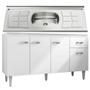 Imagem de Balcão Gabinete Pia Inox 150cm Gabriela 4 Portas Branco/Preto - AJL Móveis