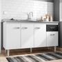 Imagem de Balcão Gabinete Pia Inox 150cm Gabriela 4 Portas Branco/Preto - AJL Móveis