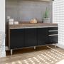 Imagem de Balcão Lorena 4 Portas 160cm C/ Tampo Freijó com Preto - Vallisa Decor