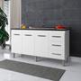 Imagem de Balcão para Pia de Cozinha 1,60m Emily com 3 Portas e 3 Gavetas Branco - Moblis