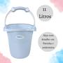 Imagem de Balde de bebe infantil azul rosa branco 11 litros plastibaby