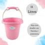 Imagem de Balde de bebe infantil azul rosa branco 11 litros plastibaby