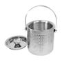 Imagem de Balde de Gelo com Tampa 1680ml Aço Inox Martelado Paredes Dupla 15x15cm com Pegador de Gelo 14,5cm