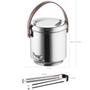 Imagem de Balde De Gelo Térmico Inox 2,3l Alça Em Couro Com Pegador E Container