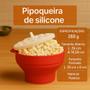 Imagem de Balde de Pipoca Silicone Antiaderente Dobrável Retrátil Baldinho Reutilizável c/ Tampa Redonda Pipoqueira Sem Óleo p/ Microondas