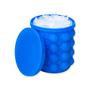 Imagem de Balde Forma De Gelo Silicone Ice Magic Maleável Flexível Forminha de Gelo Redondo Azul