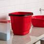 Imagem de Balde Multiuso Com Alça 12L Sólido Organizar Roupas Limpeza Lavanderia UZ415 Vermelho