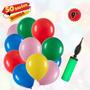 Imagem de Balões Látex 9 Polegadas C/50unds + Bomba Para Encher Balão, Balão Bexiga Para Decoração De Festas E Eventos