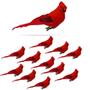 Imagem de BANBERRY DESIGNS Cardinal Clip On Christmas Tree Ornament Decorations - Red Velvet & Feathers Conjunto de 12 peças Cada um tem 5 "de comprimento