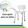 Imagem de Banco Cadeira para Banho com Encosto e Regulagem de Altura Banqueta Idoso e Adulto até 130 KG Hidrolight