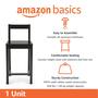 Imagem de Banco de bar Amazon Basics de madeira com encosto preto