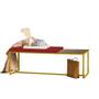 Imagem de Banco Recamier Puff London 140cm Industrial Dourado Suede Vermelho Tampo Quadrado MDF Caramelo - Ahazzo Móveis