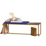 Imagem de Banco Recamier Puff London 160cm Industrial Bronze Suede Azul Marinho Tampo Quadrado MDF Carvalho - Ahazzo Móveis