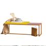 Imagem de Banco Recamier Puff London 195cm Industrial Bronze material sintético Amarelo Tampo Quadrado MDF Rose - Ahazzo Móveis