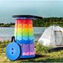 Imagem de Banco Retrátil Colorido Portátil com Alça Telescópica Banquinho Dobrável Ajustável Pesca Camping Caminhada