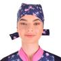 Imagem de Bandana Chef de Cozinha Feminino Estampada Azul Blueberry Floral - Estilo Chef