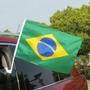 Imagem de Bandeira do Brasil Tecido Pano Com Haste para Fixar Vidro Janela lateral Carro Veiculo