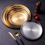 Imagem de Bandeja Aco Inoxidavel Luxo Alimentos Dourado Redondo 20cm R-M