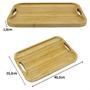 Imagem de Bandeja De Bambu Com Alça Resistente Produto Natural 40X25Cm