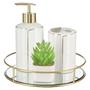 Imagem de Bandeja Decorativa Redonda Com Espelho Dourada P/ Perfume Banheiro Lavabo BD-102
