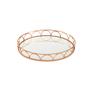 Imagem de Bandeja Decorativa Redonda Metal Cobre Rose com Espelho 45cm 13638G Mart