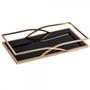 Imagem de Bandeja Decorativa Retangular Metal Dourado com Espelho Preto 40cm 10165 Mart