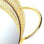 Imagem de Bandeja Espelhado Redonda Dourado -7x45x32cm - Bandeja Elegante para Servir com Prestígio - Decorativa com Toque de Luxo!