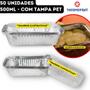 Imagem de Bandeja Marmitinha Alumínio Retangular Descartável com Tampa PET Thermoprat - 500ml - CX 50 Unidades