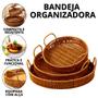 Imagem de Bandeja Organizadora Vime Cesta Multiuso Organizador Bandeija Cestinhas Organizadoras Com Alça