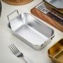 Imagem de Bandeja Retangular Aço Inox com Alça Mini Petisqueira
