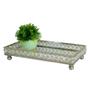 Imagem de Bandeja Retangular Cristal Prata Espelhada Decoração 27,5X15